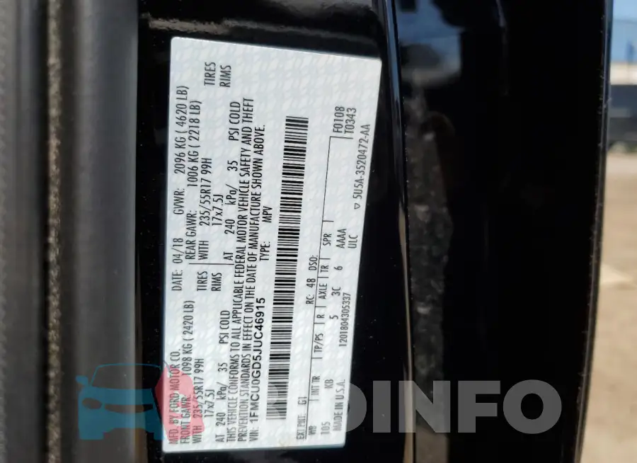 1FMCU0GD5JUC46915 Photo# 13