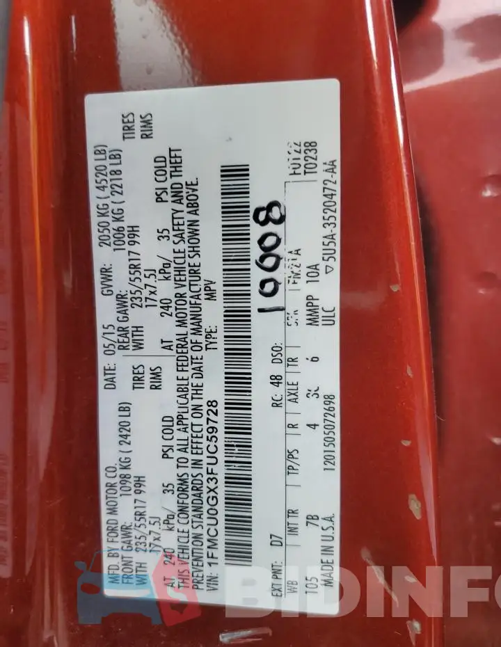 1FMCU0GX3FUC59728 Photo# 13
