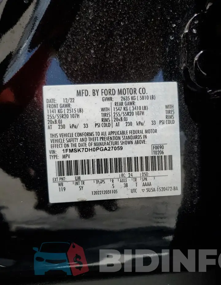 1FMSK7DH0PGA27059 Photo# 14