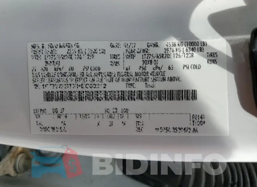 1FT7W2BTXHEC60212 Photo# 12
