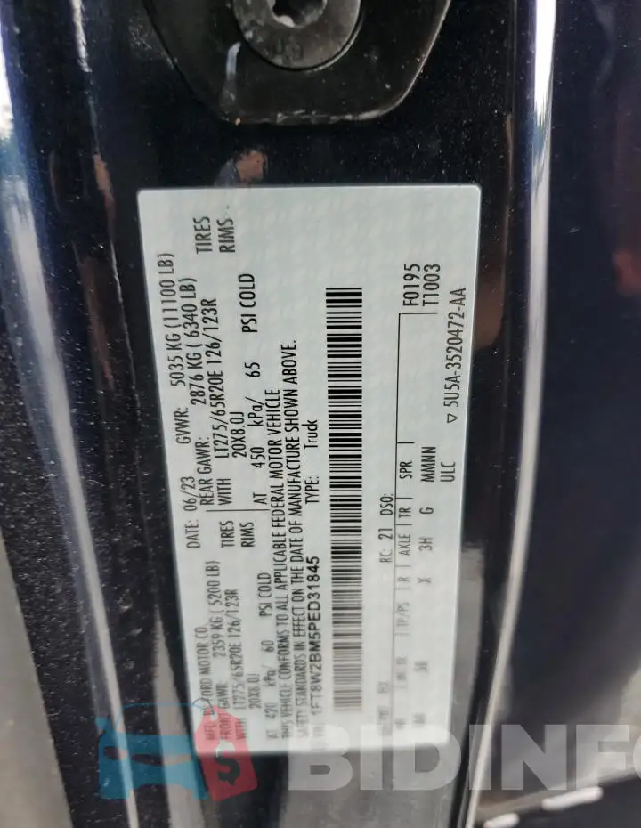 1FT8W2BM5PED31845 Photo# 12