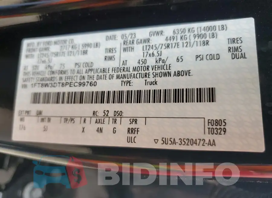1FT8W3DT8PEC99760 Photo# 12