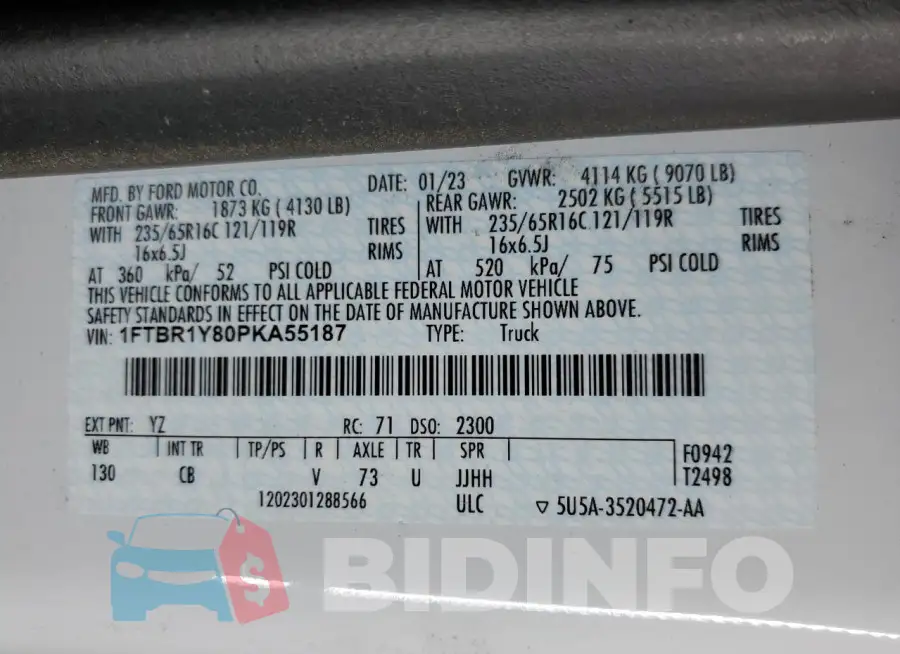 1FTBR1Y80PKA55187 Photo# 14