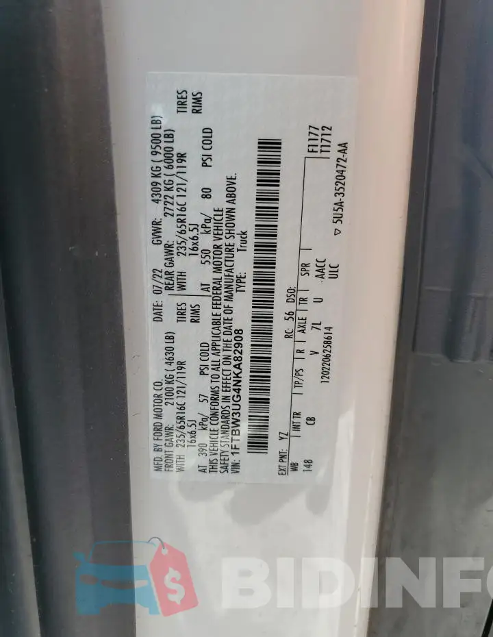 1FTBW3UG4NKA82908 Photo# 12