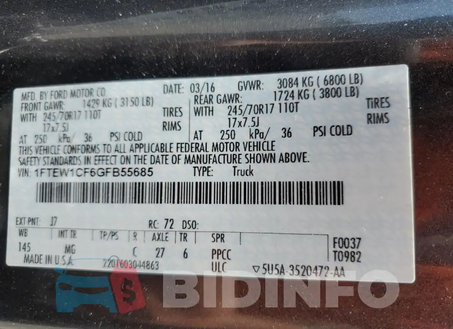 1FTEW1CF6GFB55685 Photo# 12