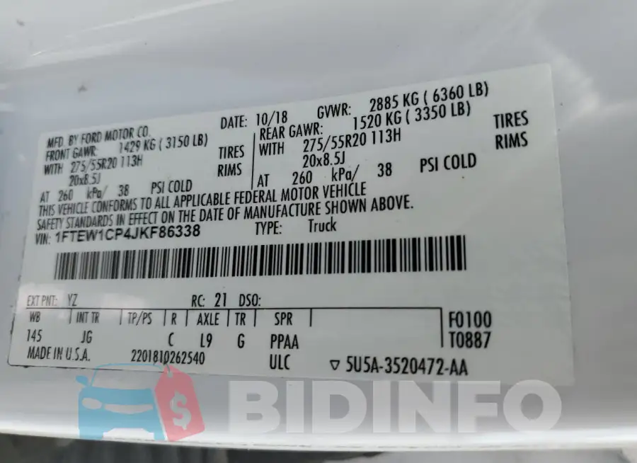 1FTEW1CP4JKF86338 Photo# 12