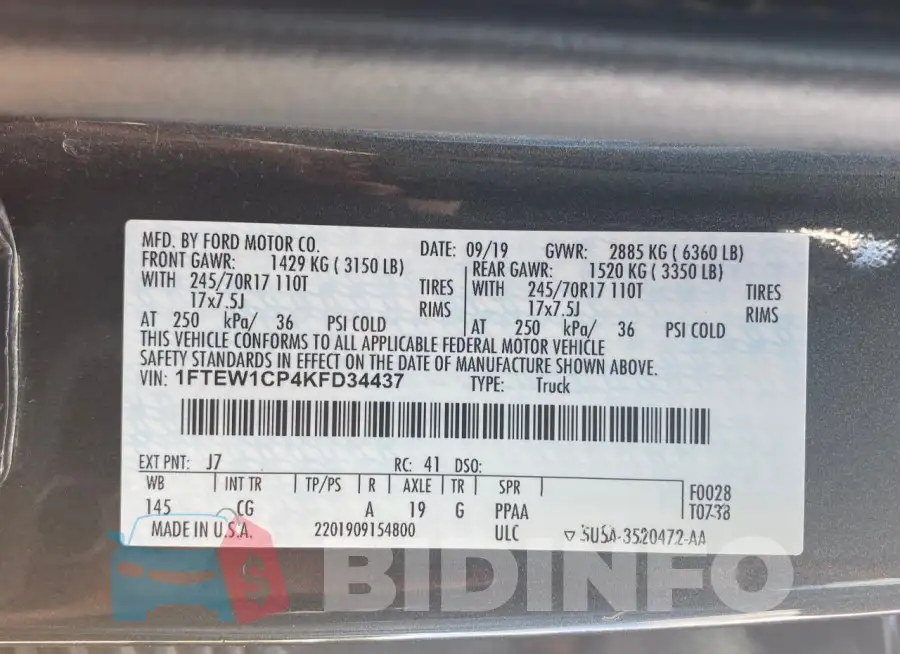 1FTEW1CP4KFD34437 Photo# 10