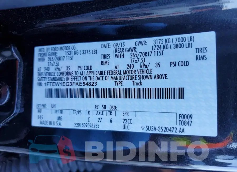 1FTEW1EG3FKE54823 Photo# 12