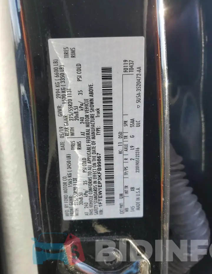 1FTEW1EP3KFB99867 Photo# 12