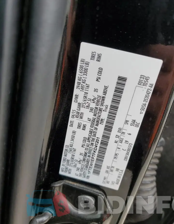 1FTEW1EP7FKD41201 Photo# 12