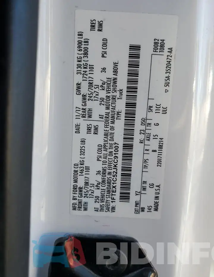 1FTEX1C52JKC91007 Photo# 12