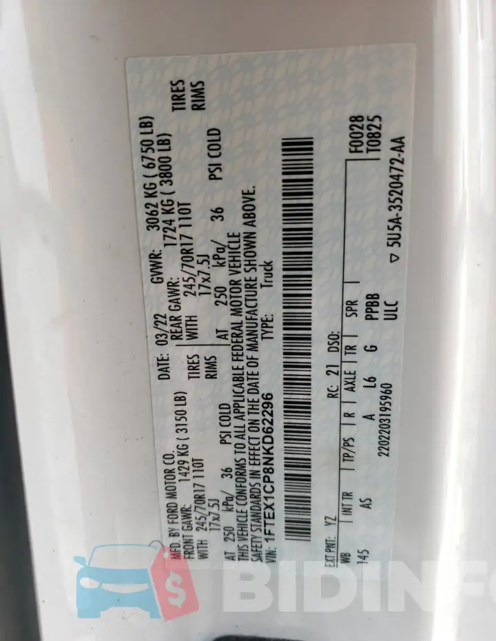 1FTEX1CP8NKD62296 Photo# 12