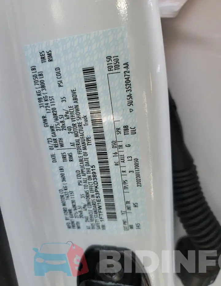 1FTFW1E53PKD38915 Photo# 12