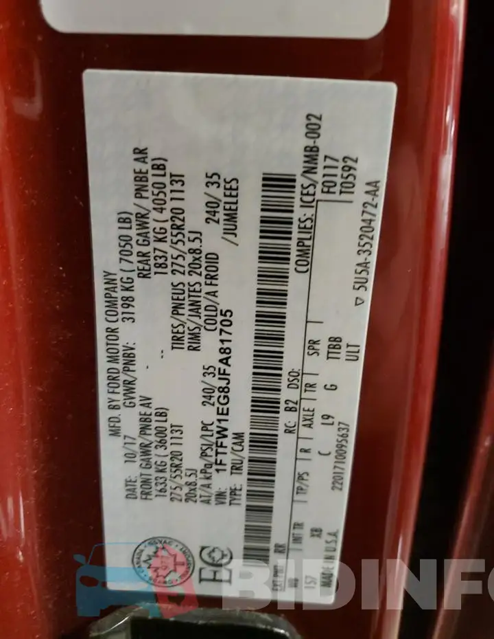 1FTFW1EG8JFA81705 Photo# 12