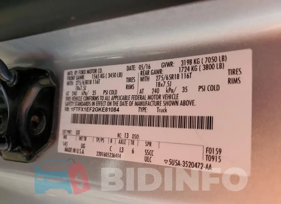 1FTFX1EF2GKE81084 Photo# 12