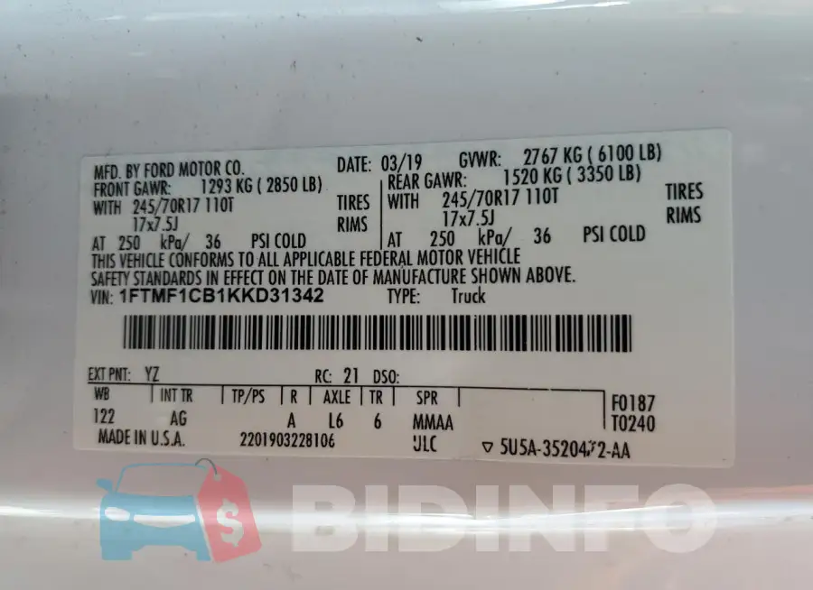 1FTMF1CB1KKD31342 Photo# 12