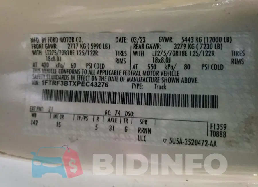 1FTRF3BTXPEC43276 Photo# 12