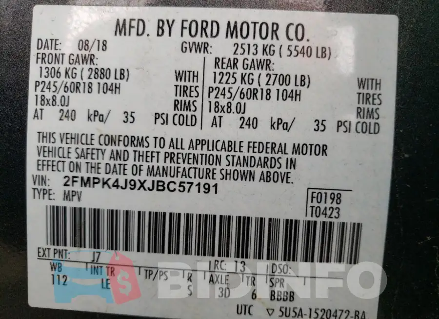 2FMPK4J9XJBC57191 Photo# 12