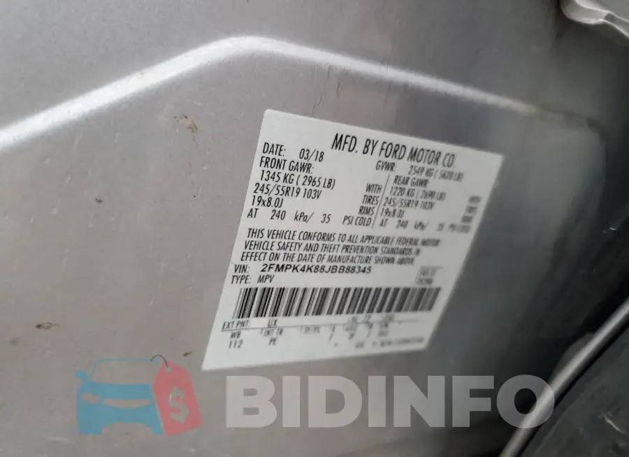 2FMPK4K88JBB88345 Photo# 13