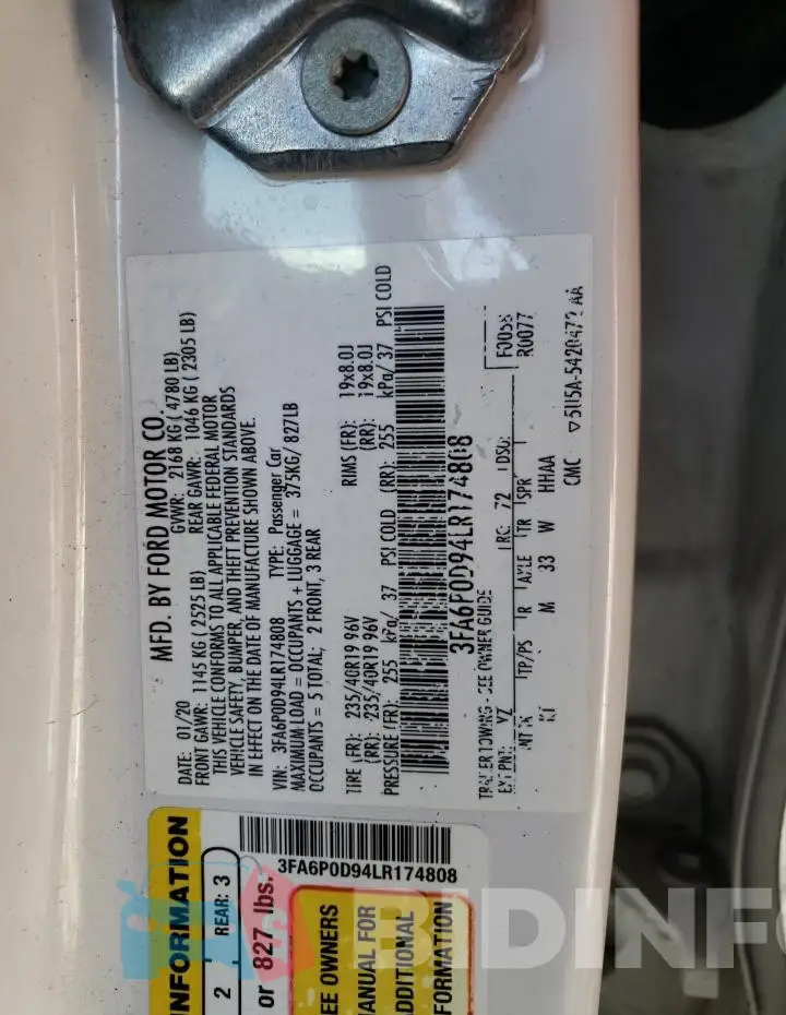 3FA6P0D94LR174808 Photo# 13