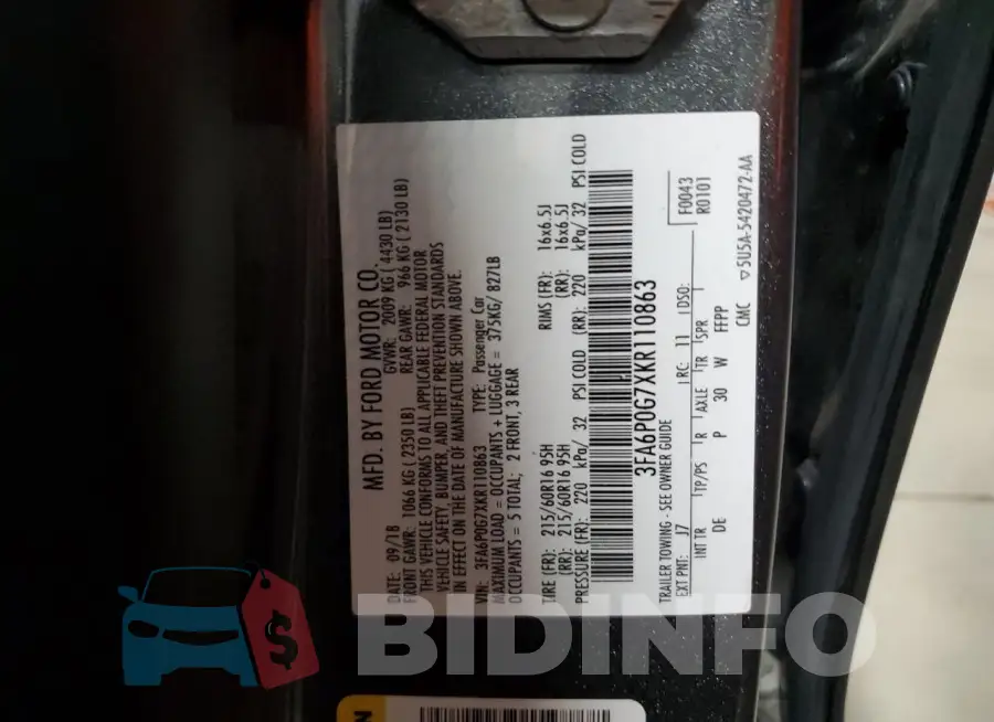 3FA6P0G7XKR110863 Photo# 12