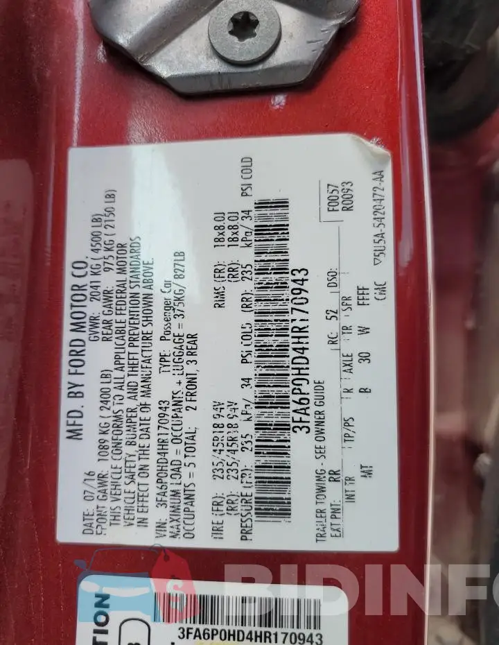 3FA6P0HD4HR170943 Photo# 12