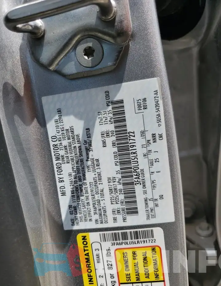 3FA6P0LU5LR191722 Photo# 12