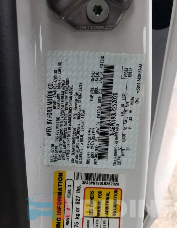 3FA6P0T90LR252020 Photo# 12