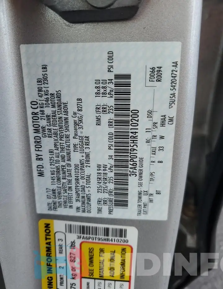3FA6P0T95HR410200 Photo# 12