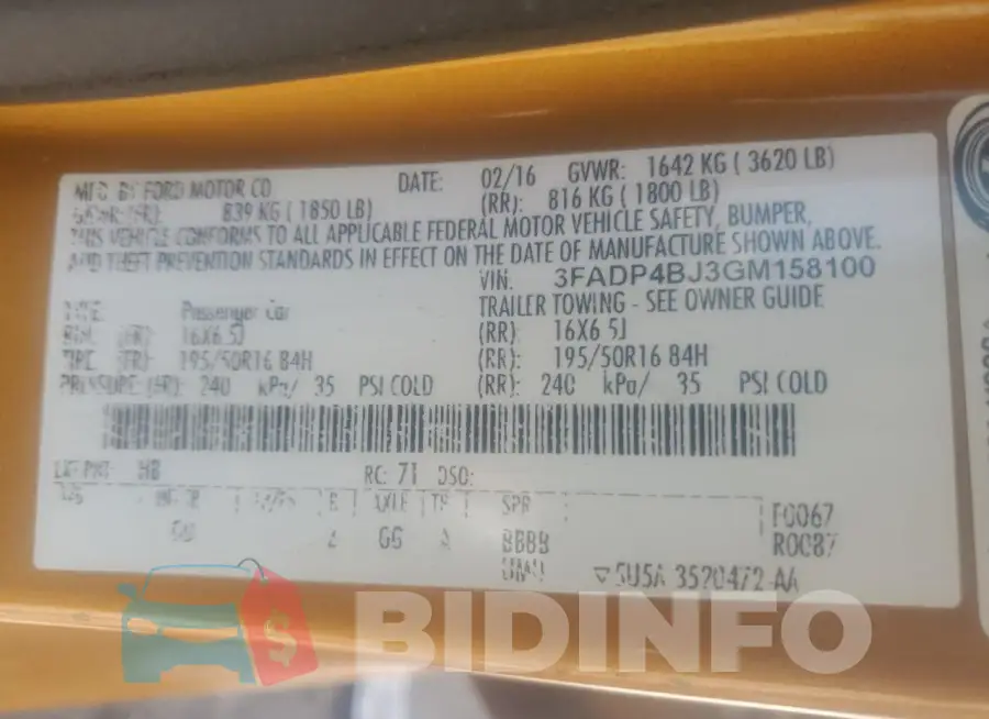 3FADP4BJ3GM158100 Photo# 12
