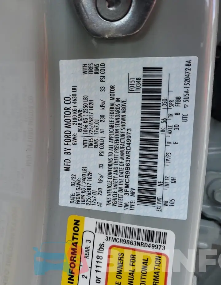 3FMCR9B63NRD49973 Photo# 13