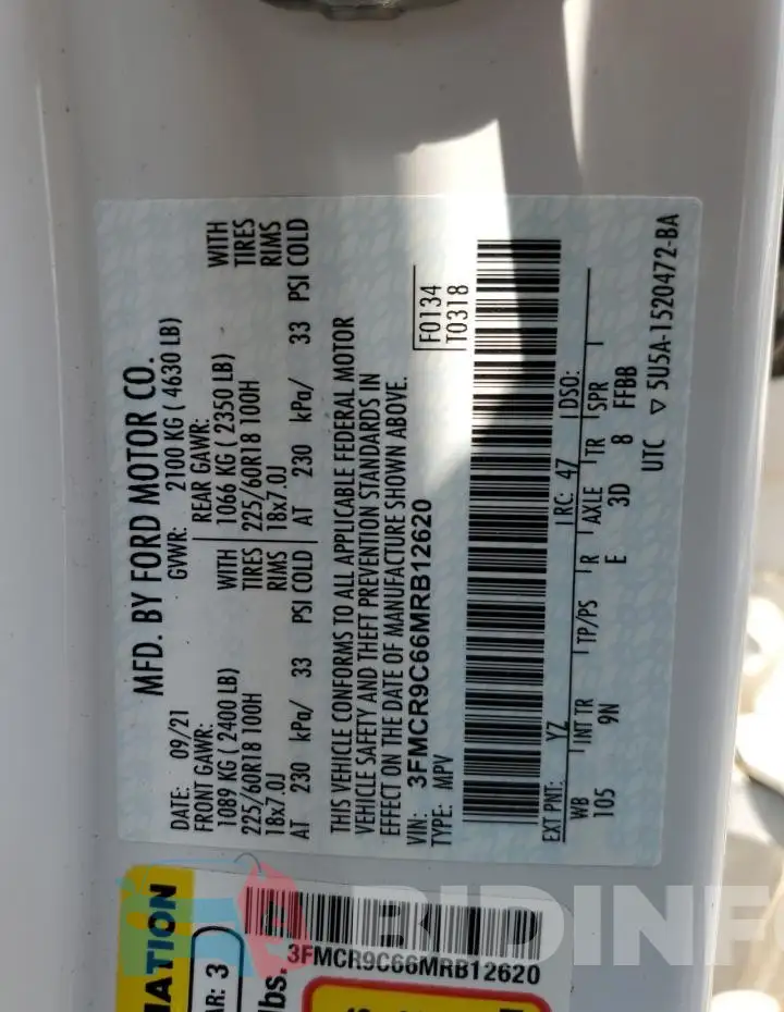 3FMCR9C66MRB12620 Photo# 14