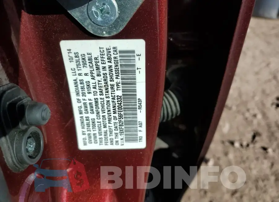 19XFB2F56FE004332 Photo# 12