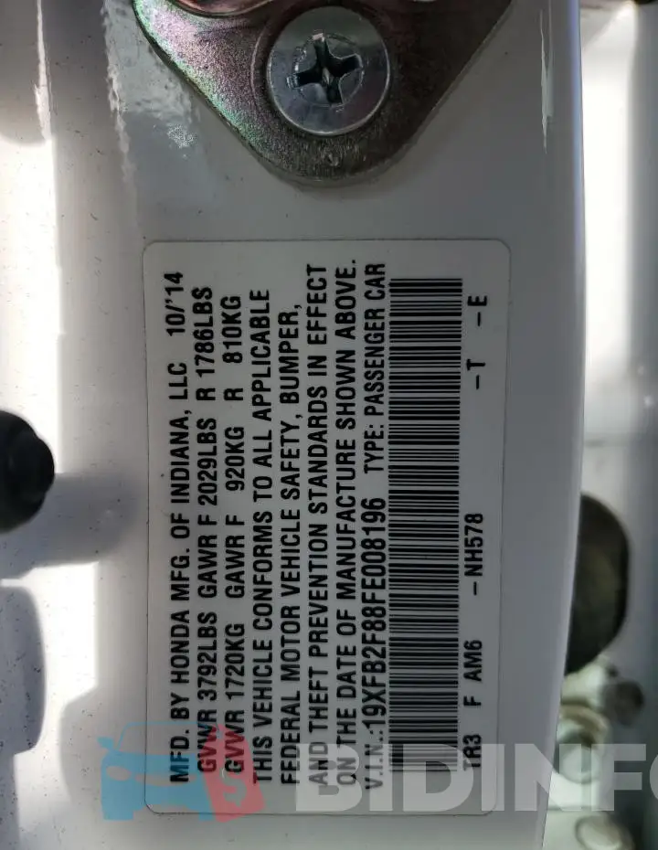 19XFB2F88FE008196 Photo# 13