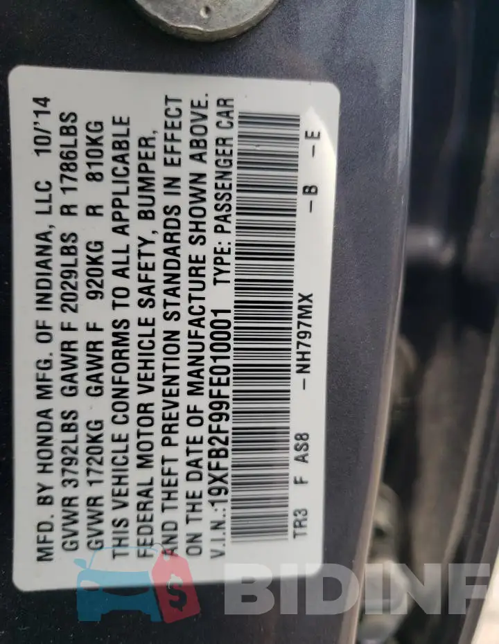 19XFB2F99FE010001 Photo# 13