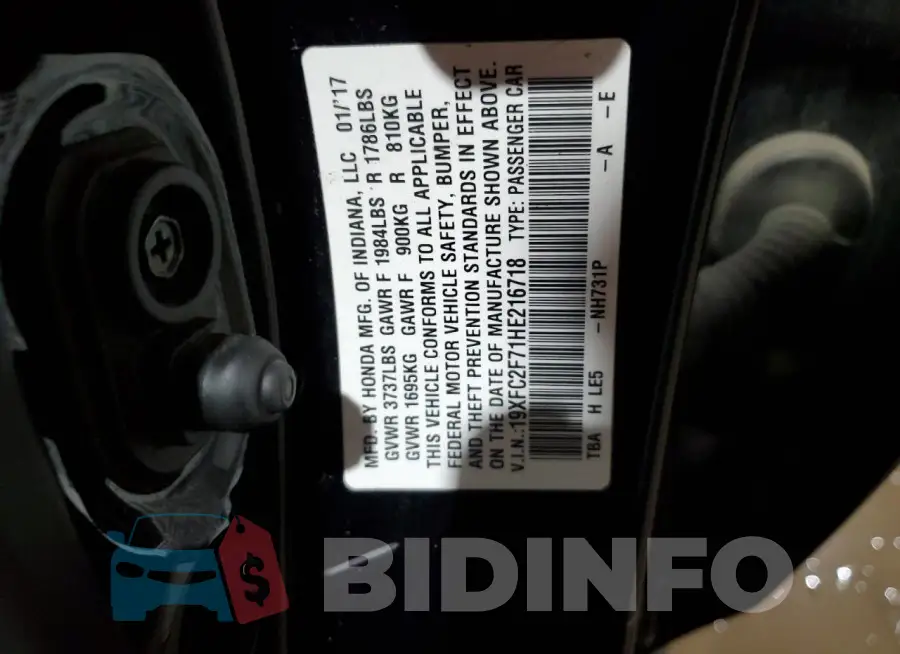 19XFC2F71HE216718 Photo# 12