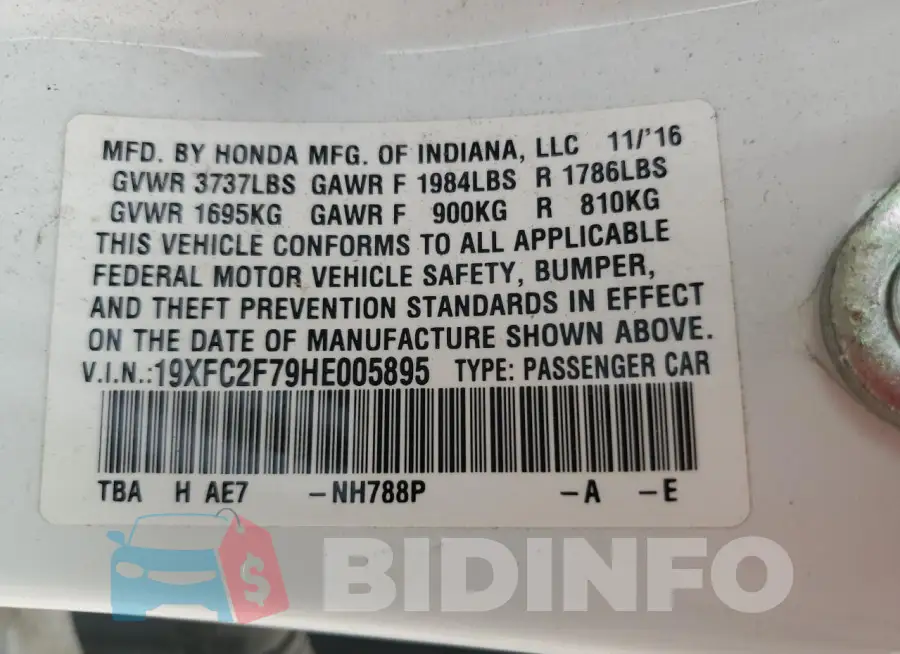 19XFC2F79HE005895 Photo# 12