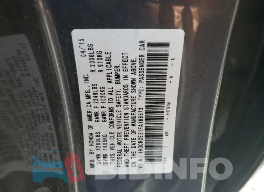 1HGCR2E31FA166873 Photo# 12