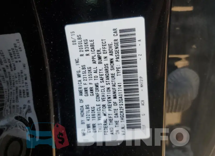 1HGCR2F53GA017141 Photo# 12