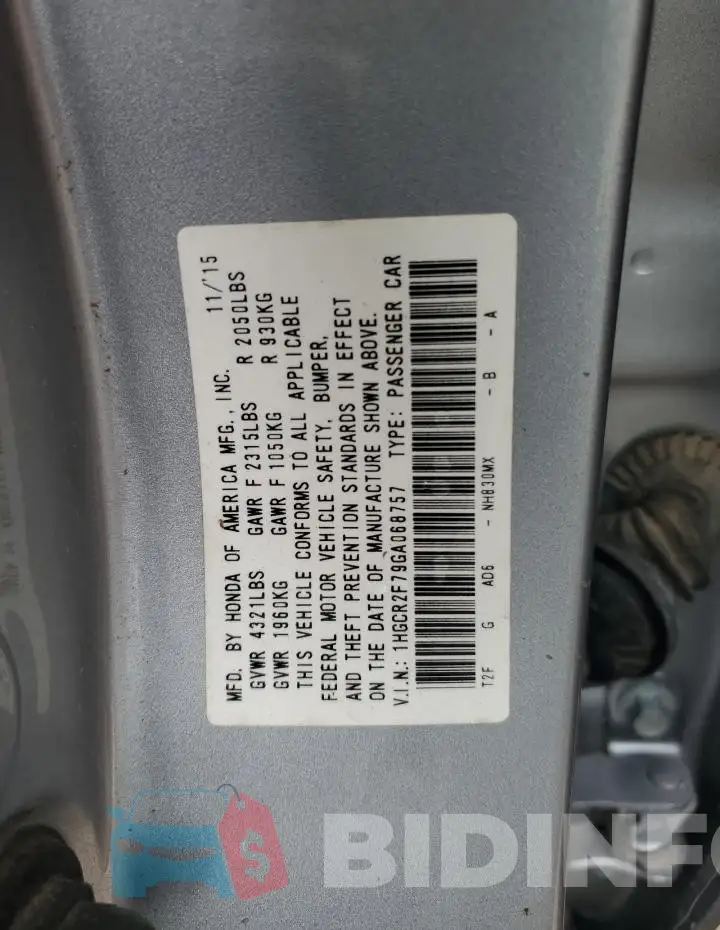 1HGCR2F79GA068757 Photo# 12
