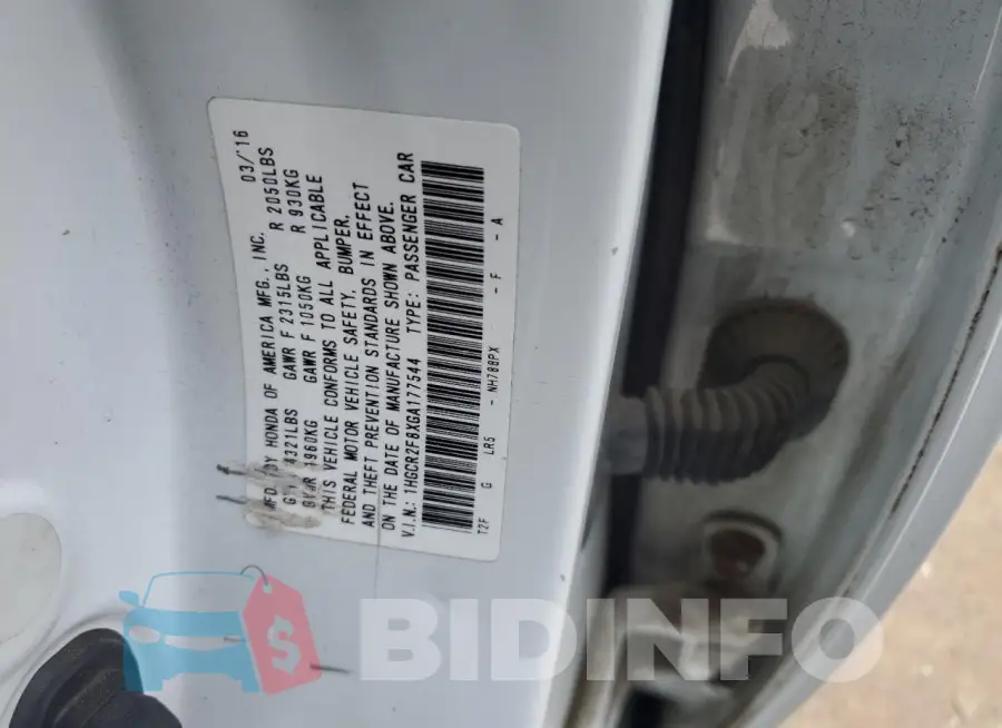 1HGCR2F8XGA177544 Photo# 13