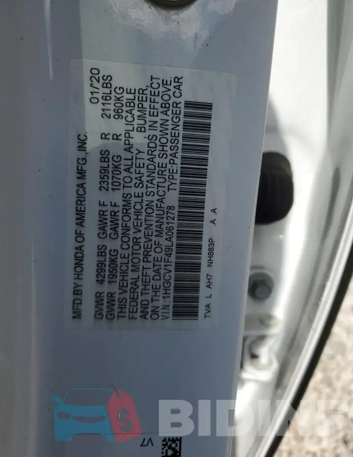 1HGCV1F49LA061278 Photo# 12