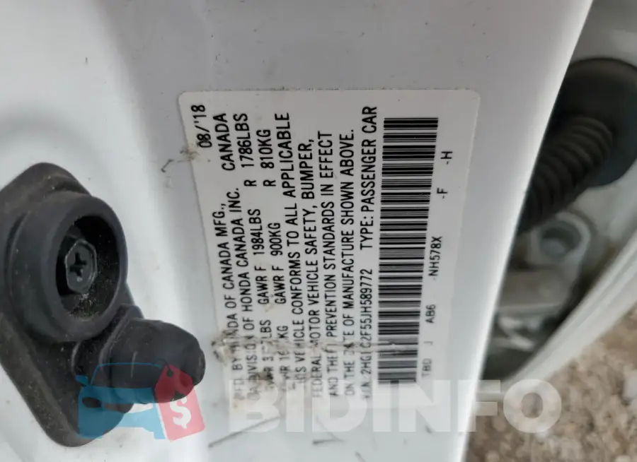 2HGFC2F55JH589772 Photo# 12