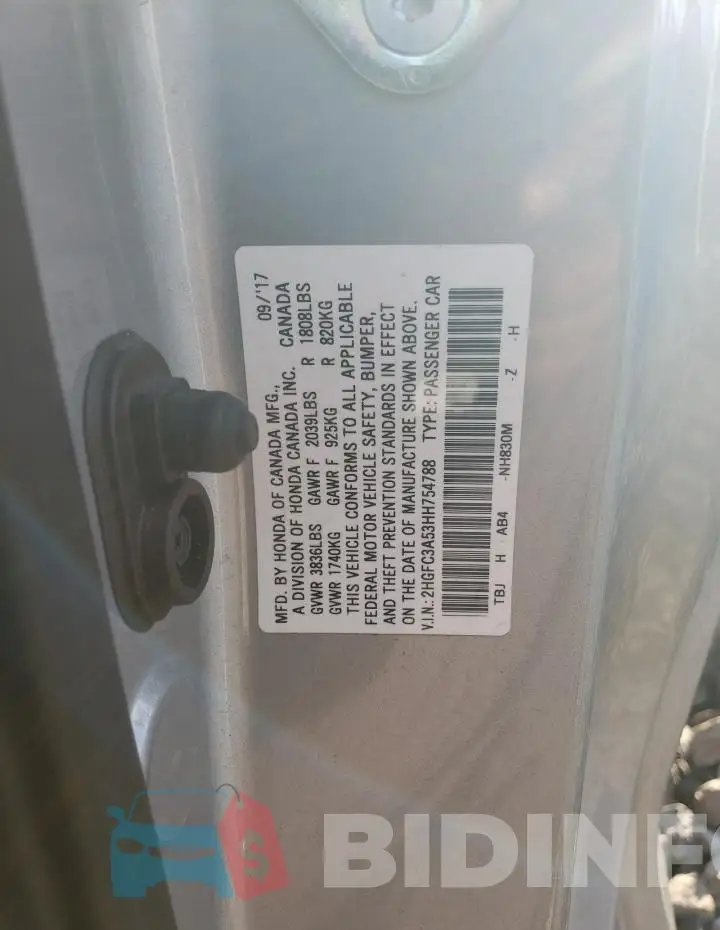 2HGFC3A53HH754788 Photo# 12