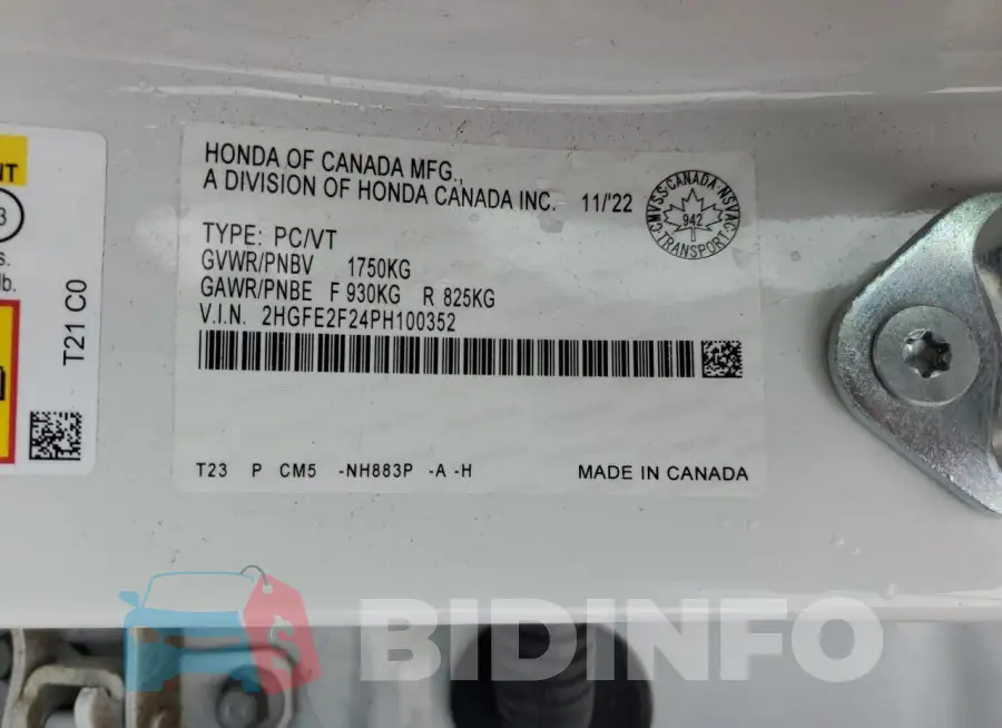 2HGFE2F24PH100352 Photo# 12
