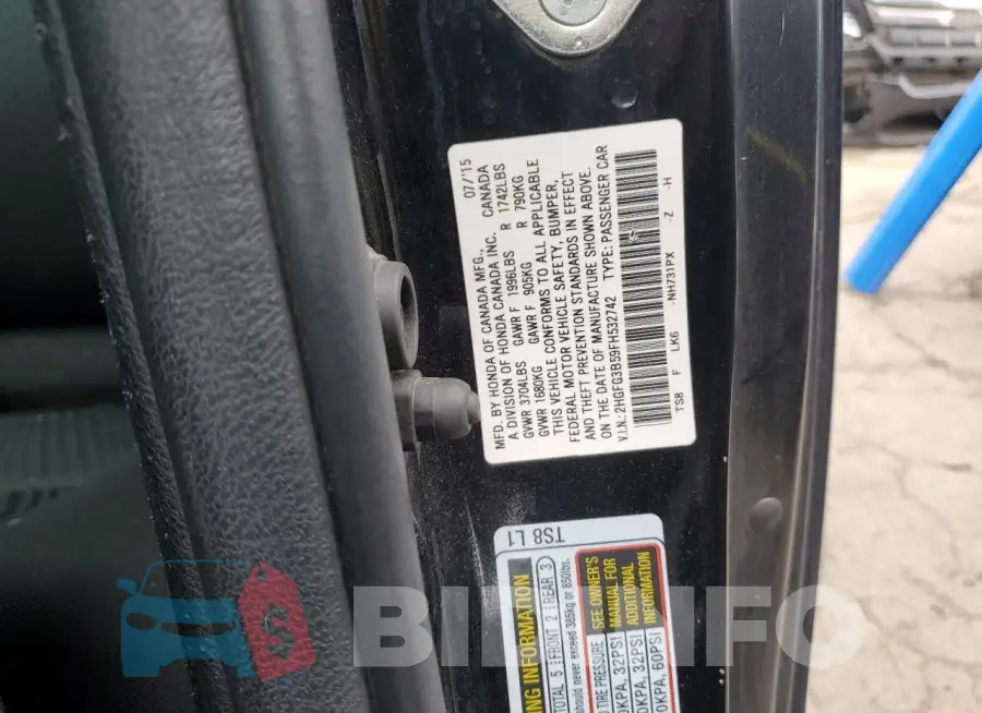 2HGFG3B59FH532742 Photo# 12