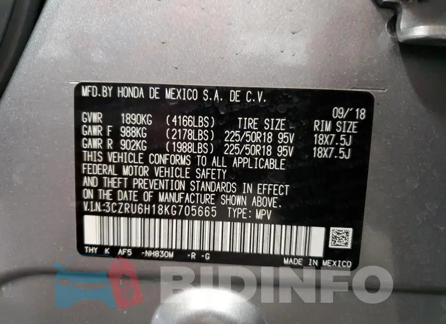 3CZRU6H18KG705665 Photo# 14