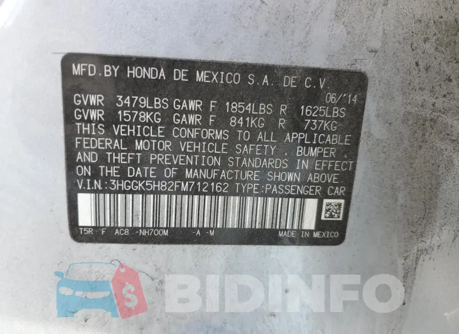 3HGGK5H82FM712162 Photo# 12