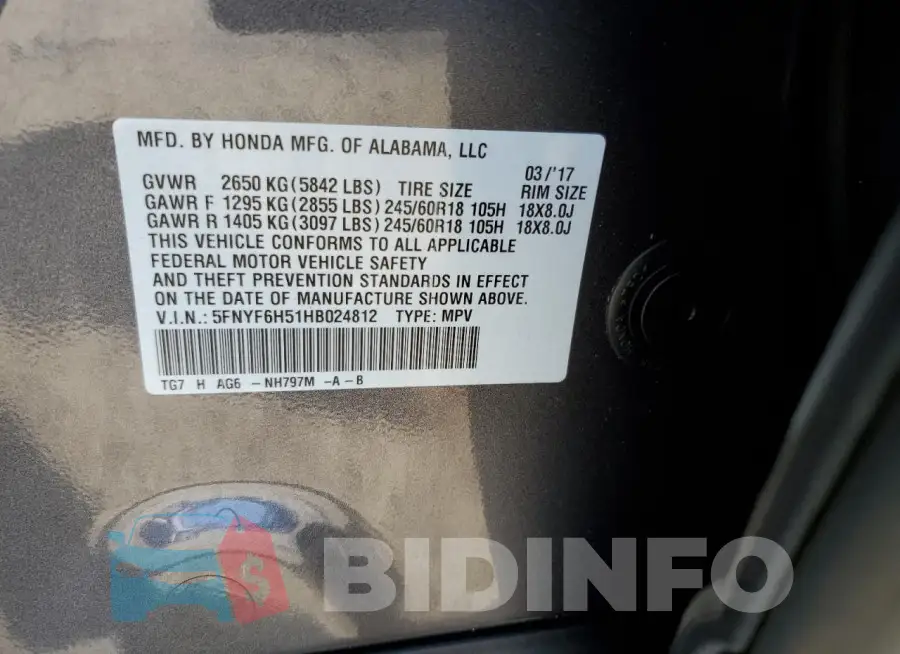 5FNYF6H51HB024812 Photo# 12
