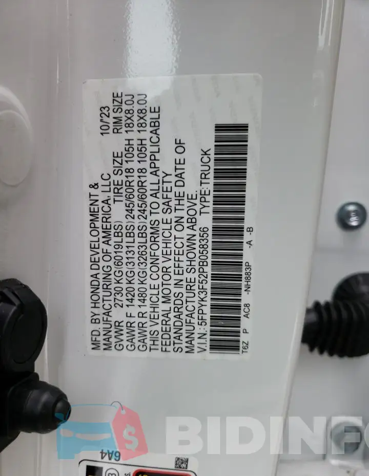 5FPYK3F52PB058356 Photo# 13